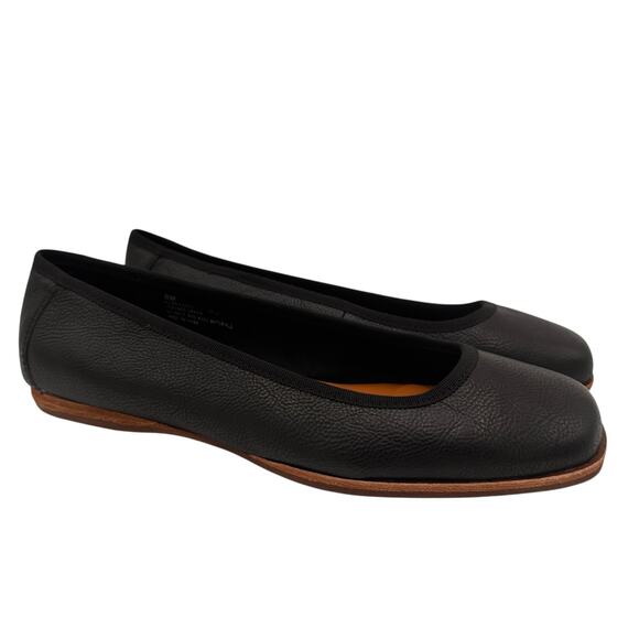 Kork-Ease Black Palermo Leather Ballet Square Toe Flats Size 8 - Picture 1 of 6